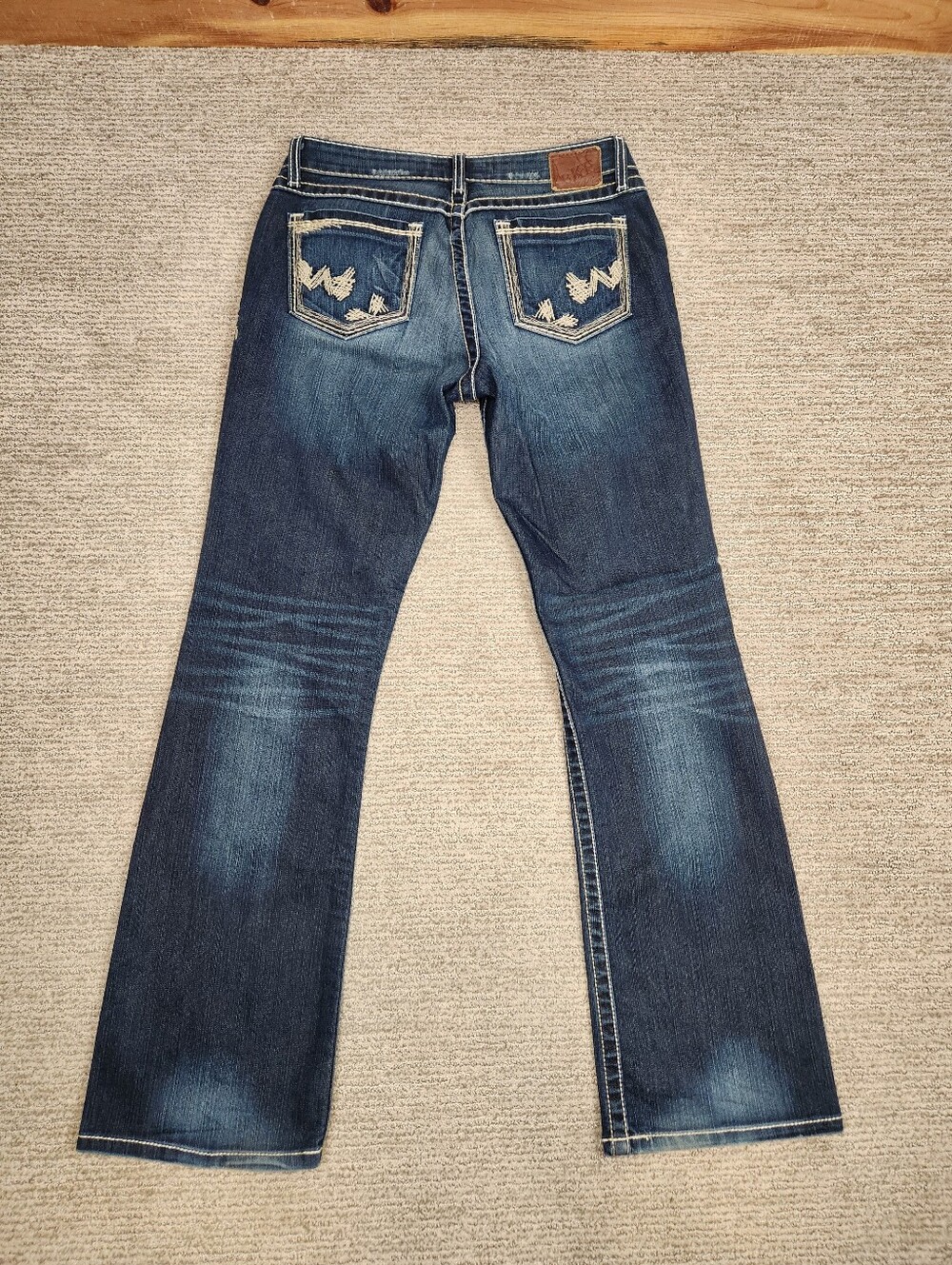 BKE Buckle Kate Bootcut Jeans Womens 30x32 Stretch Whisker Fading Blue Denim